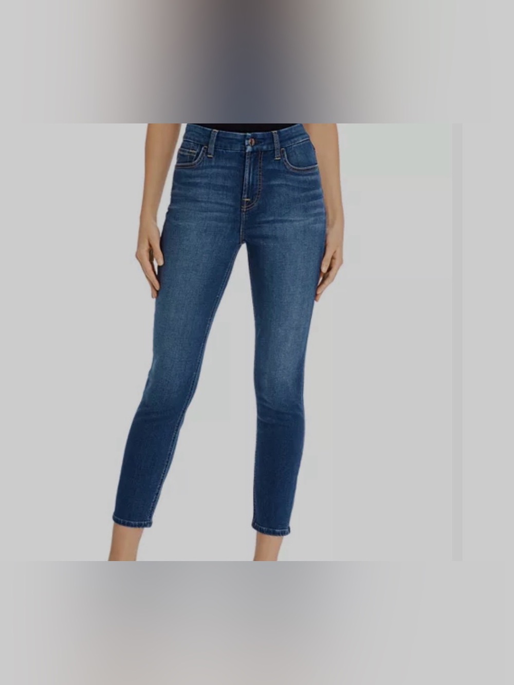 JEN7 by 7 For All Mankind High Rise Ankle Skinny Jeans in Medium Blue Size:6